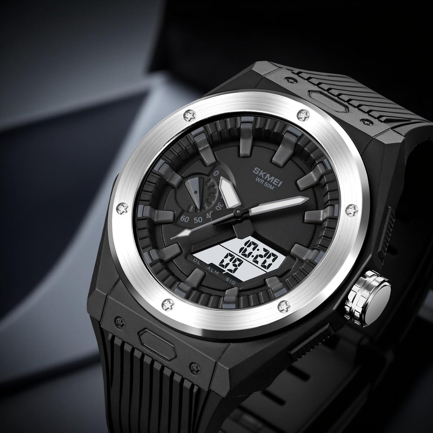 Men's Analog-Digital Sports Watch with Silicone Strap