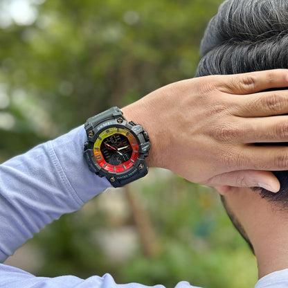 Rugged Analog Digital Sports Watch for Men with Multi Function Display and Outdoor Style