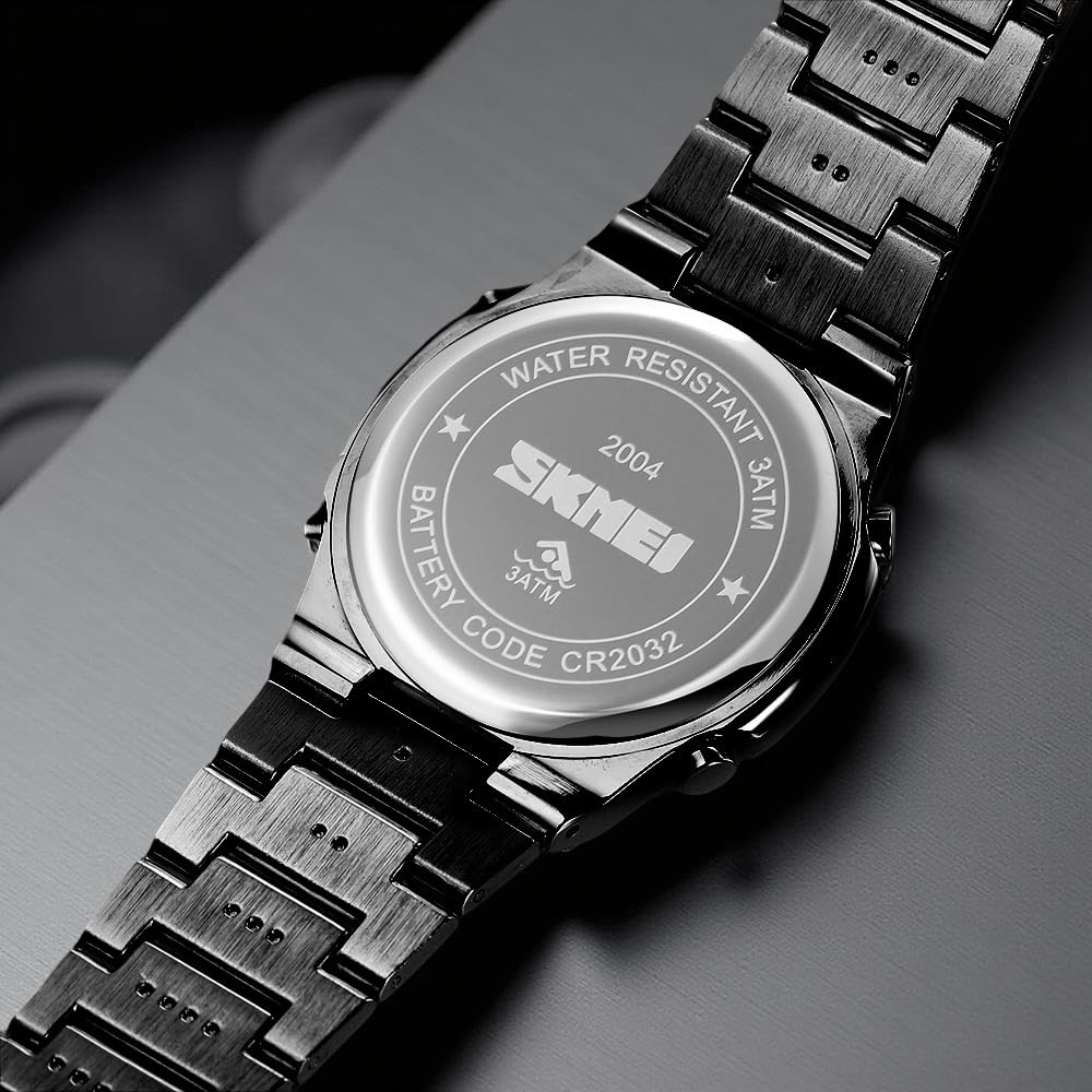 Premium Digital Sports Watch for Men with Stainless Steel Strap, Waterproof Style Wrist Watch for Casual Outdoor and Daily Wear