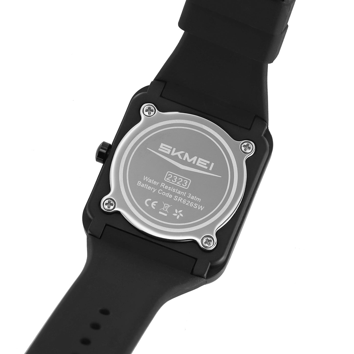 Skmei Analog Rectangle Black Dial ABS Case Silica Strap Watch for Women - 2323