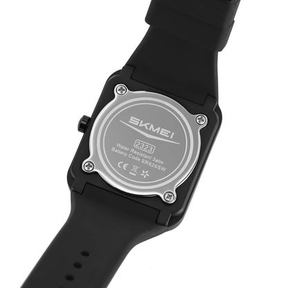 Skmei Analog Rectangle Black Dial ABS Case Silica Strap Watch for Women - 2323