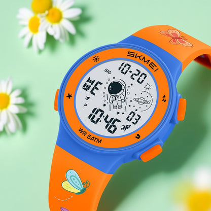 Kids Digital Watch with Cartoon Space Design and Soft Comfortable Strap for Daily Wear