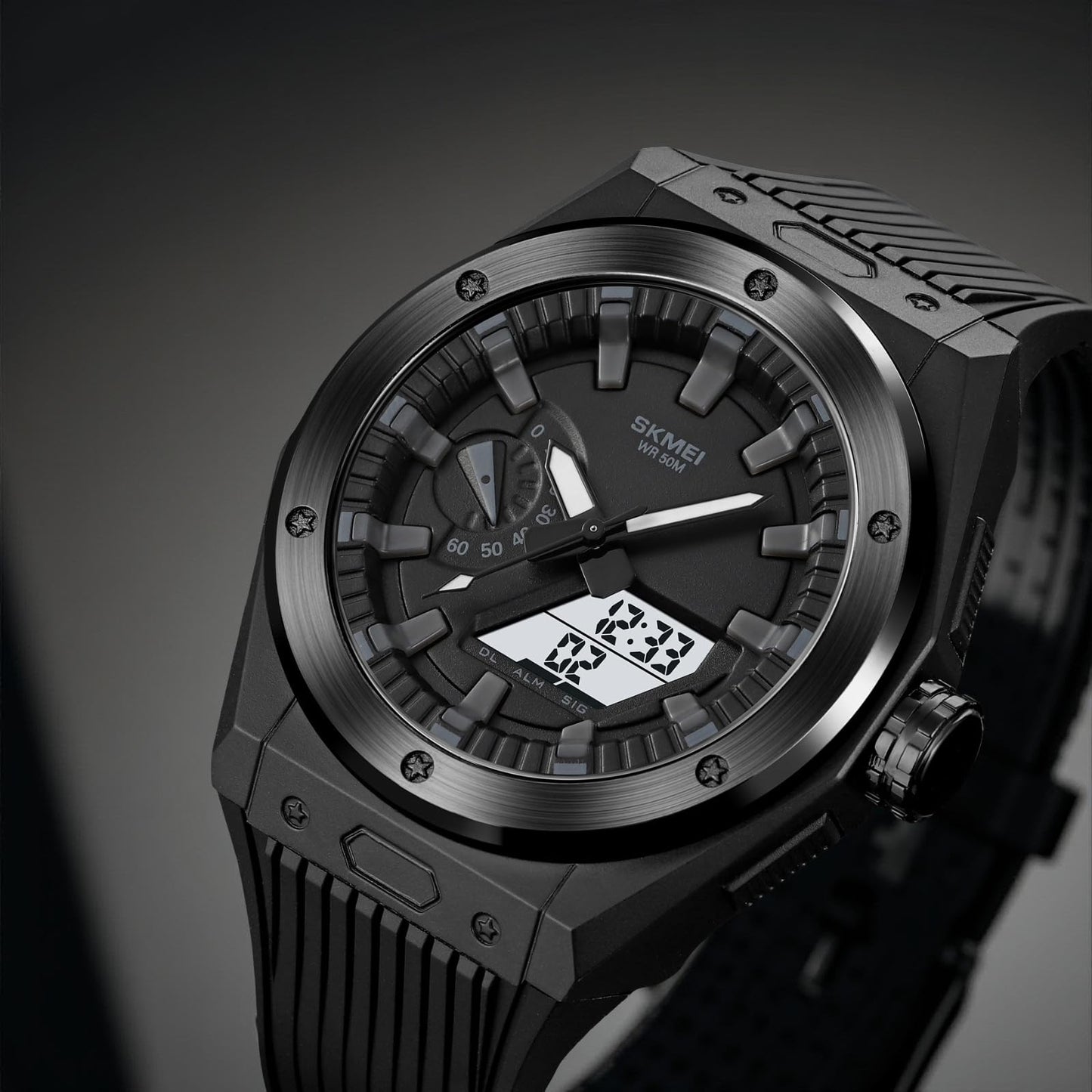 Men's Analog-Digital Sports Watch with Silicone Strap