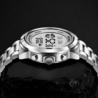 Digital Watch with Stainless Steel Strap for men