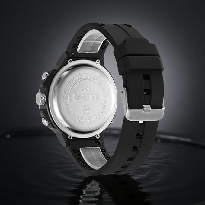 Analog-Digital Watch for Men with Black Silicone Strap and Round Dial for Casual & Formal Wear