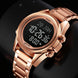 Digital Watch for Men with Rose Gold Stainless Steel Strap and Round Dial for Casual & Formal Wear