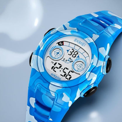 Digital Kids Watch LED Display, Round Dial, Waterproof Sports Watch with Alarm, Date & Comfortable Strap