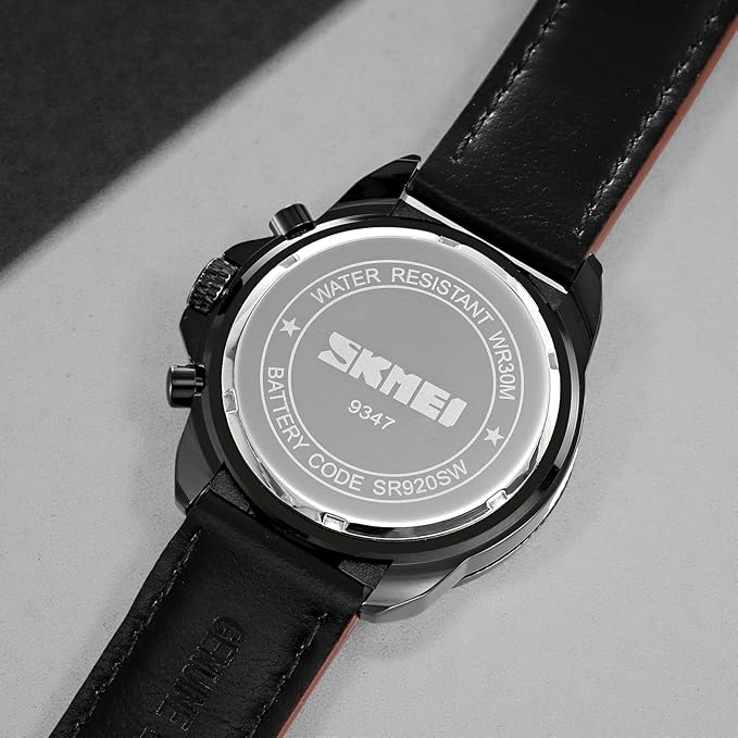 Men Quartz Watch Six Pointer Popular Leather Strap Waterproof Watch