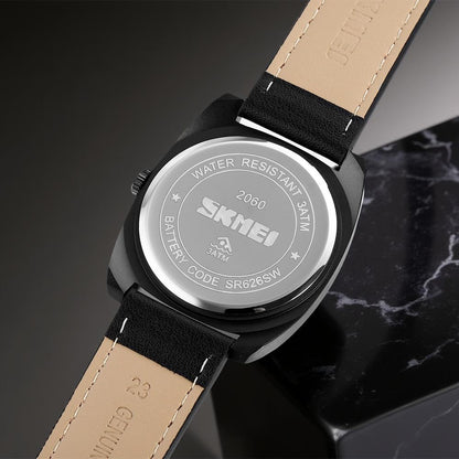 Premium Analog Wristwatch with Textured Dial and Classic Leather Strap