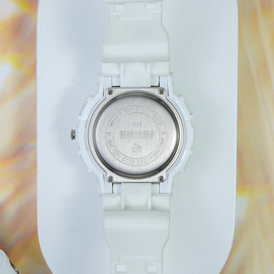 Analog-Digital Watch for Men with White Silicone Strap and Round Dial for Casual & Formal Wear