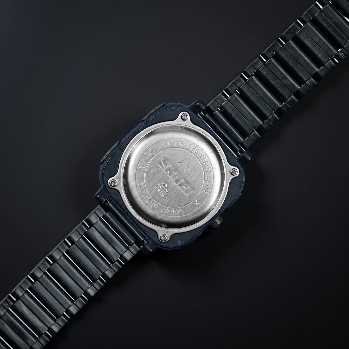 Square Digital Wrist Watch with Metal Strap