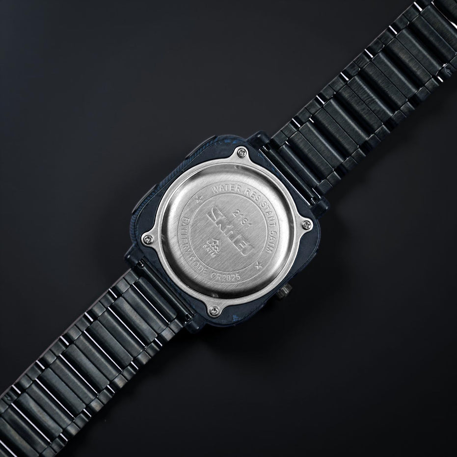 Digital Watch for Men with Black Stainless Steel Strap and Round Dial for Casual & Formal Wear