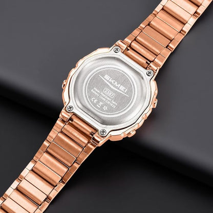 Digital Display Metal Strap Wrist Watch for women