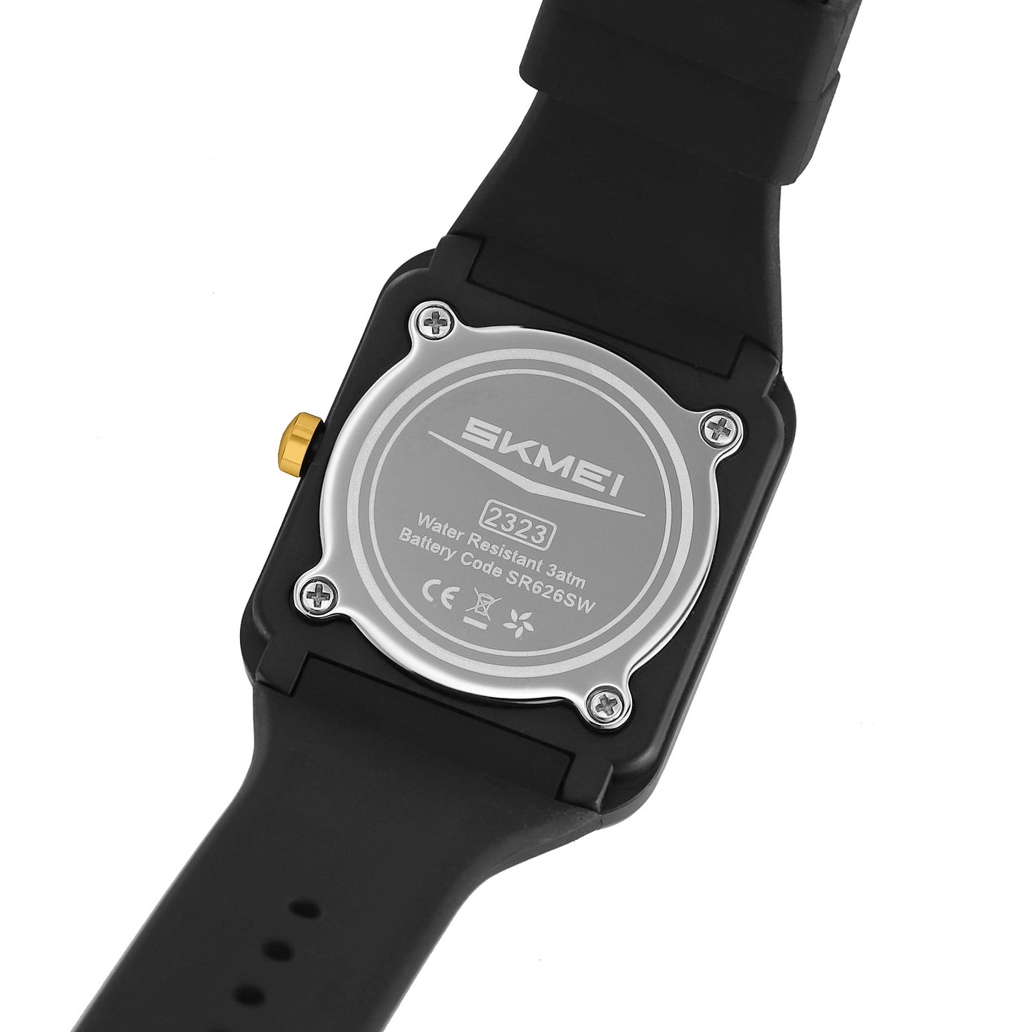 Skmei Analog Rectangle Black Dial ABS Case Silica Strap Watch for Women - 2323