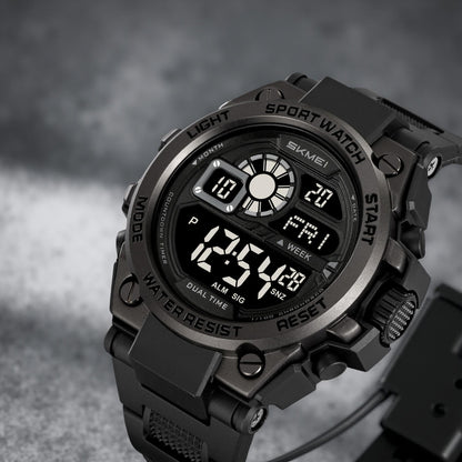 Rugged Digital Sports Watch with Dual Time Display for men
