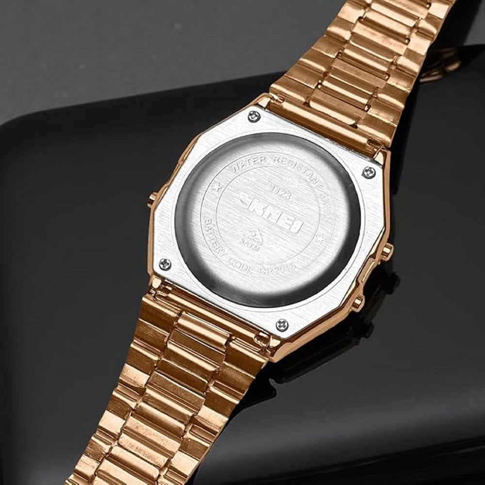Vintage Digital Wrist Watch with Metal Strap For Women