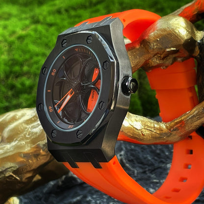 Spinning Wheel Skeleton Dial Luxury Analog Watch