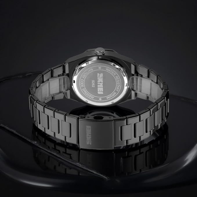Premium Black Watch for Men – Stainless Steel Strap, Analog Dial with Date Function