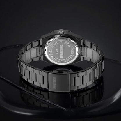 Premium Black Watch for Men – Stainless Steel Strap, Analog Dial with Date Function