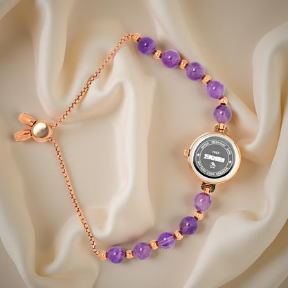 Elegant Pearl Chain Analog Watch for Women with Premium Rose Gold Finish and Adjustable Bracelet Design