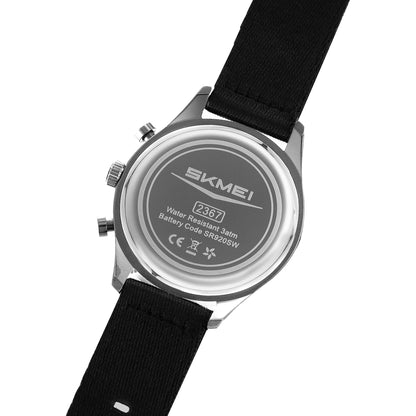 Skmei Quartz Analog Black Dial Zinc Alloy Case Nylon Strap Watch for Men - 2367