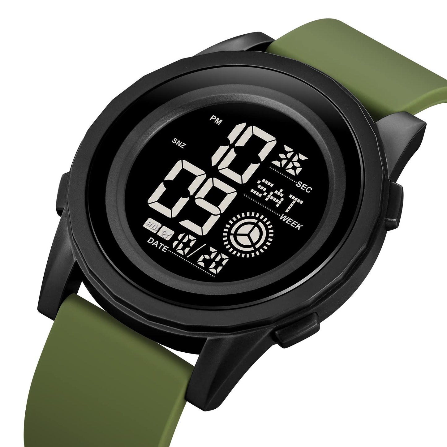 Rugged Digital Sports Wristwatch with Flexible Strap for men