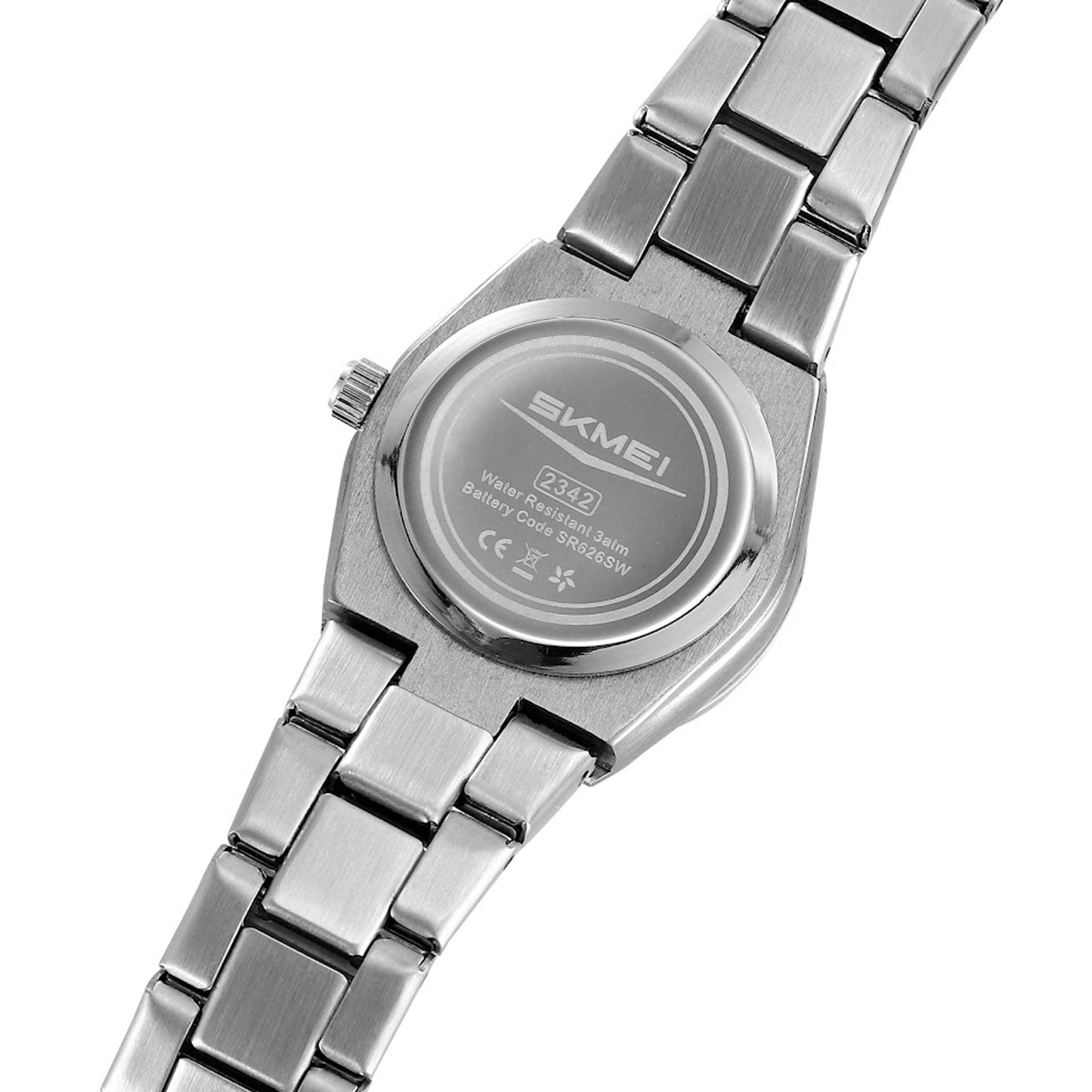 Skmei Analog Black Dial Zinc Alloy Case Stainless Steel Strap Watch for Women - 2342