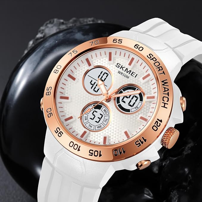 Men’s Black Sports Watch | Analog-Digital Display, Alarm, Stopwatch, Date Function, Water Resistant, Stylish Design