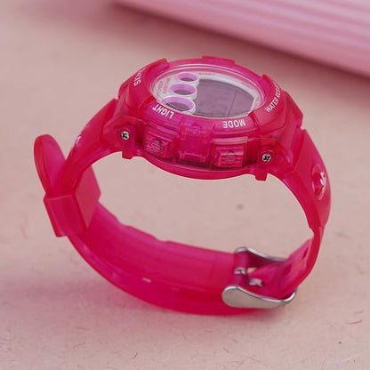 Kids Sports Multi Function Digital Watch, Multicolor Dial Sky ABS Case Kid's Watch, PU Rubber Strap Band, Waterproof LED Light Children Wristwatch