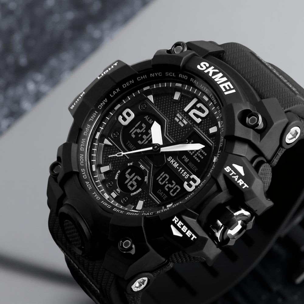 Rugged Analog Digital Sports Watch for Men with Multi Function Display and Durable Polyurethane Strap
