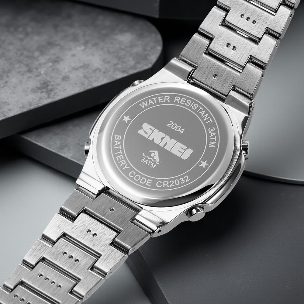 Premium Digital Sports Watch for Men with Stainless Steel Strap, Waterproof Style Wrist Watch for Casual Outdoor and Daily Wear