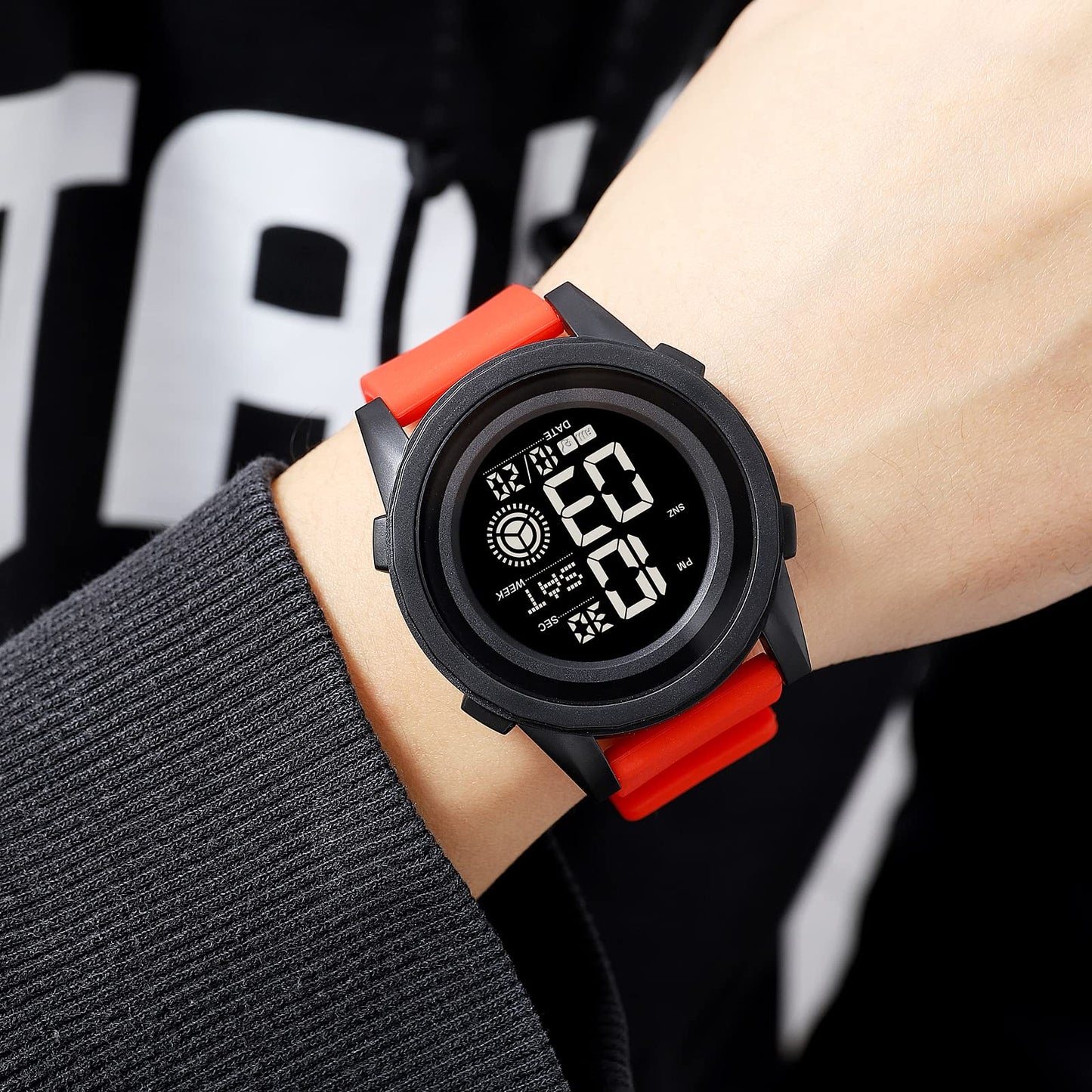 Rugged Digital Sports Wristwatch with Flexible Strap for men