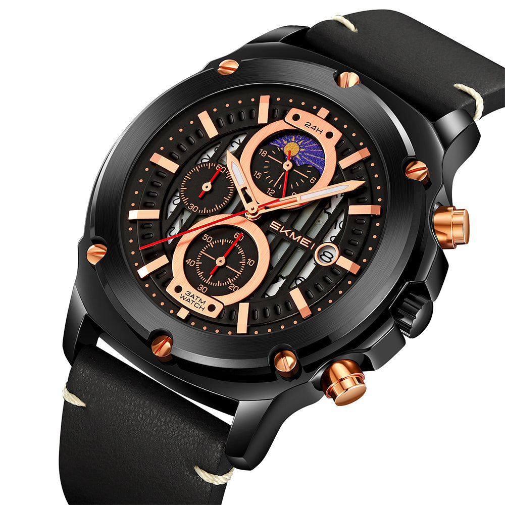 Skmei Quartz Analog Dial Leather Strap Watch for Men - 9351