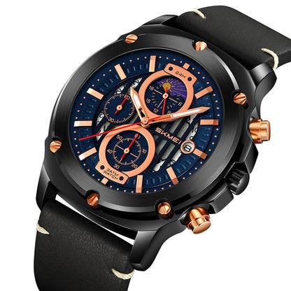 Skmei Quartz Analog Dial Leather Strap Watch for Men - 9351