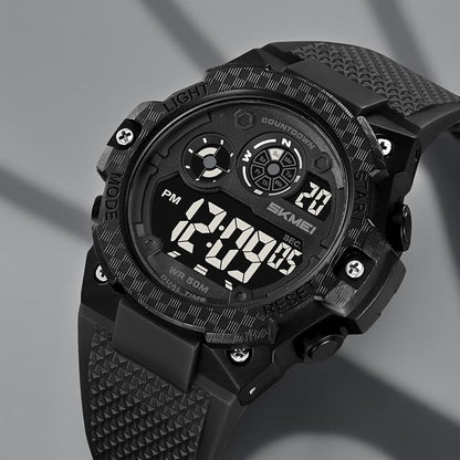 Rugged Digital Sports Watch with Textured Strap for men
