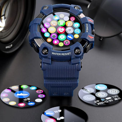 Military Smartwatch - Blue Bluetooth Call & Health Tracker