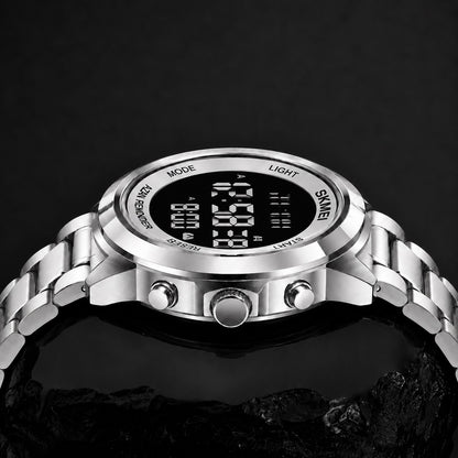 Digital Watch with Stainless Steel Strap for men