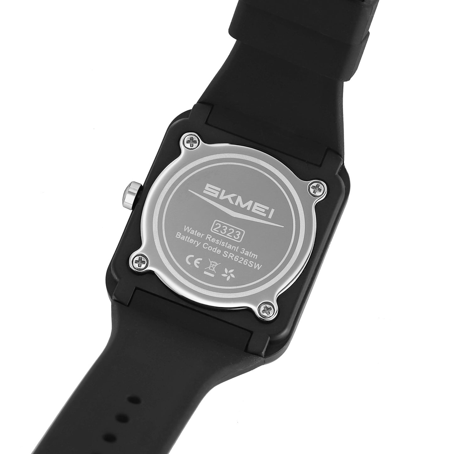 Skmei Analog Rectangle Black Dial ABS Case Silica Strap Watch for Women - 2323