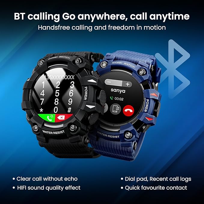 Military Smartwatch - Blue  Bluetooth Call & Health Tracker