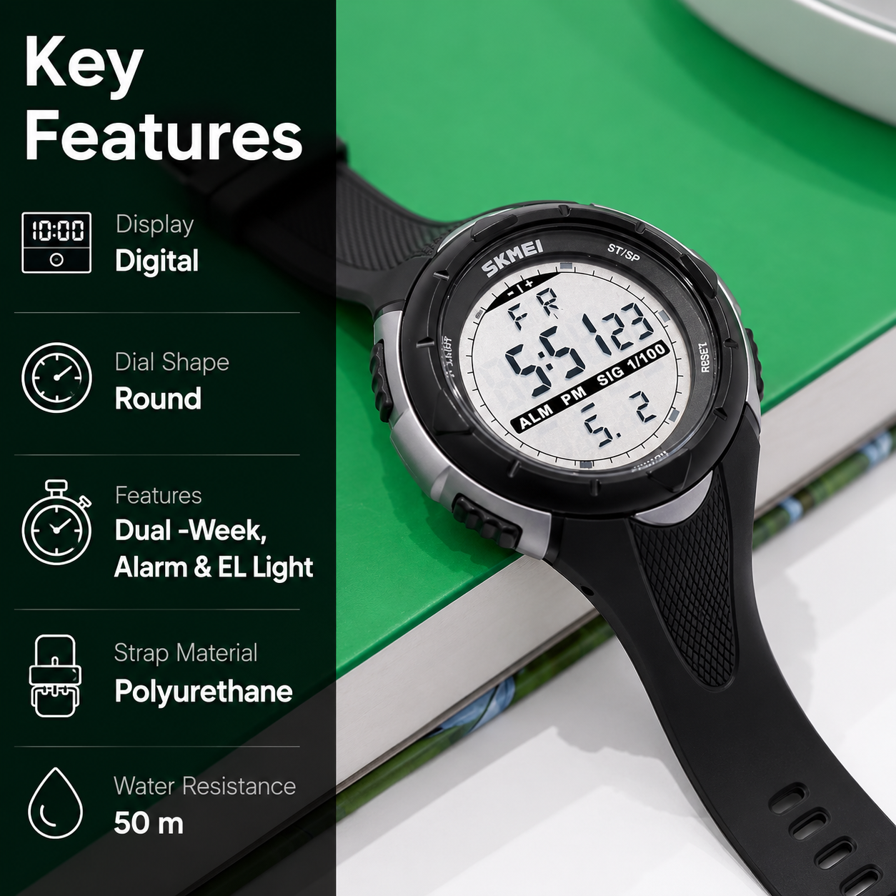 Digital Sports Wrist Watch with Flexible Strap For Men