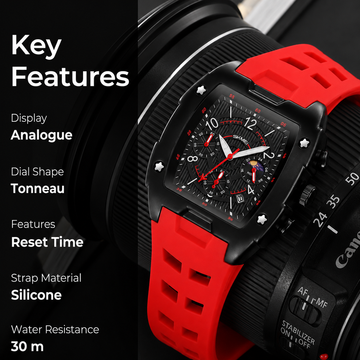 Square Dial Analog Wrist Watch for men