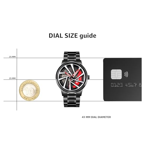 SKMEI Stainless Steel Men Analogue Watch New Wheels Rolling Creative Fashion Che Youhui League Fans Butterfly Double Snap Gift Wristwatch - 1990, Grey Dial, Black Band