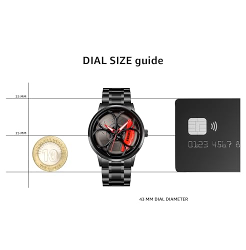 SKMEI Stainless Steel Men Analogue Watch New Wheels Rolling Creative Fashion Che Youhui League Fans Butterfly Double Snap Gift Wristwatch - 1990, Grey Dial, Black Band