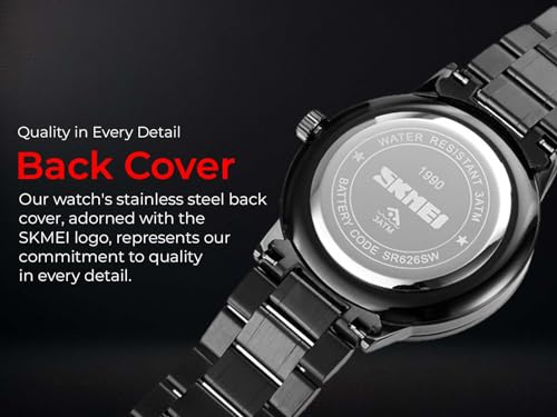 SKMEI Stainless Steel Men Analogue Watch New Wheels Rolling Creative Fashion Che Youhui League Fans Butterfly Double Snap Gift Wristwatch - 1990, Grey Dial, Black Band