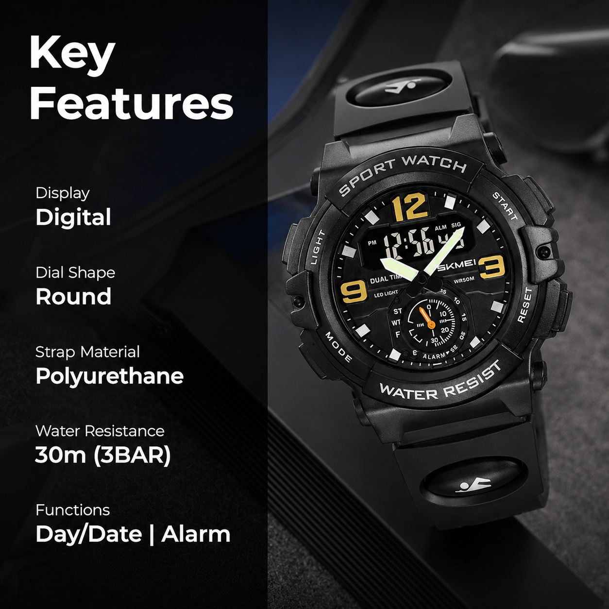 Artistic Dual Display Sports Watch for men
