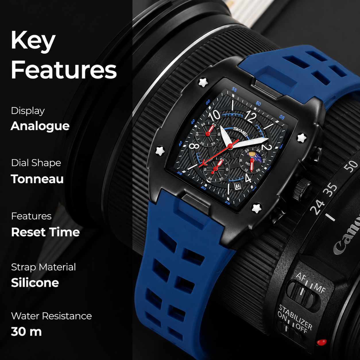 Square Dial Analog Wrist Watch for men