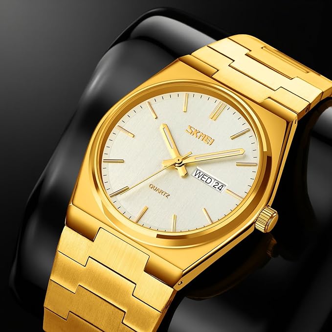 Men's Analog Quartz Stainless Steel Watch All-in-one Fashion, Water Resistant, Supply Calendar Week