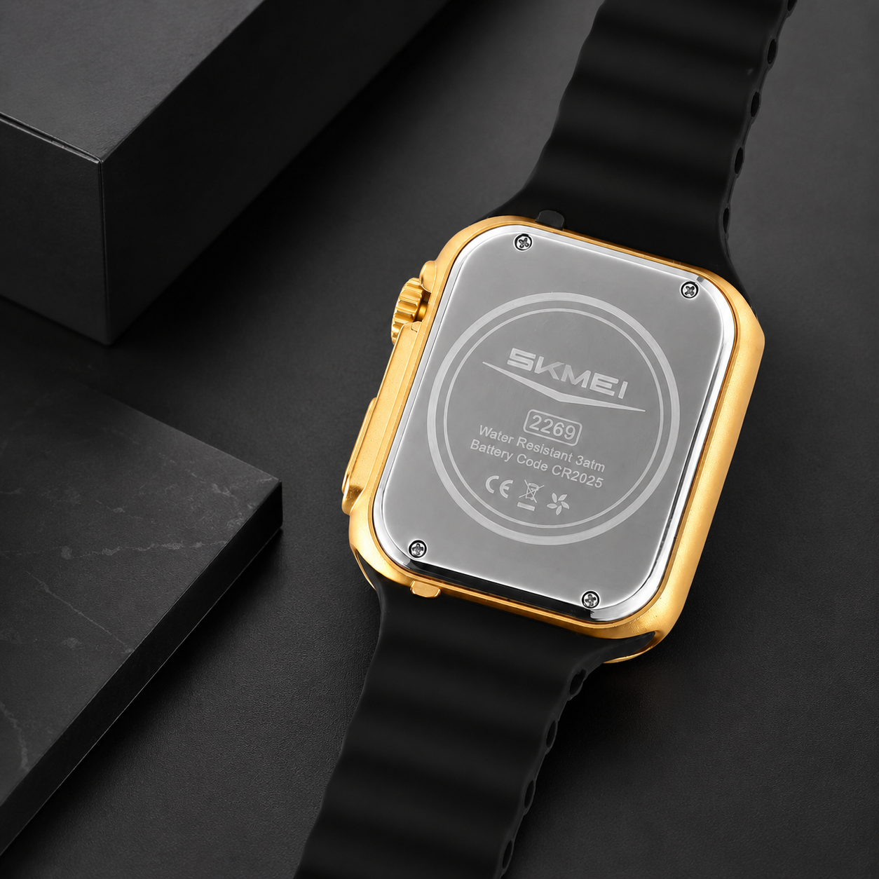 Square Digital Wrist Watch with Silicone Strap for men