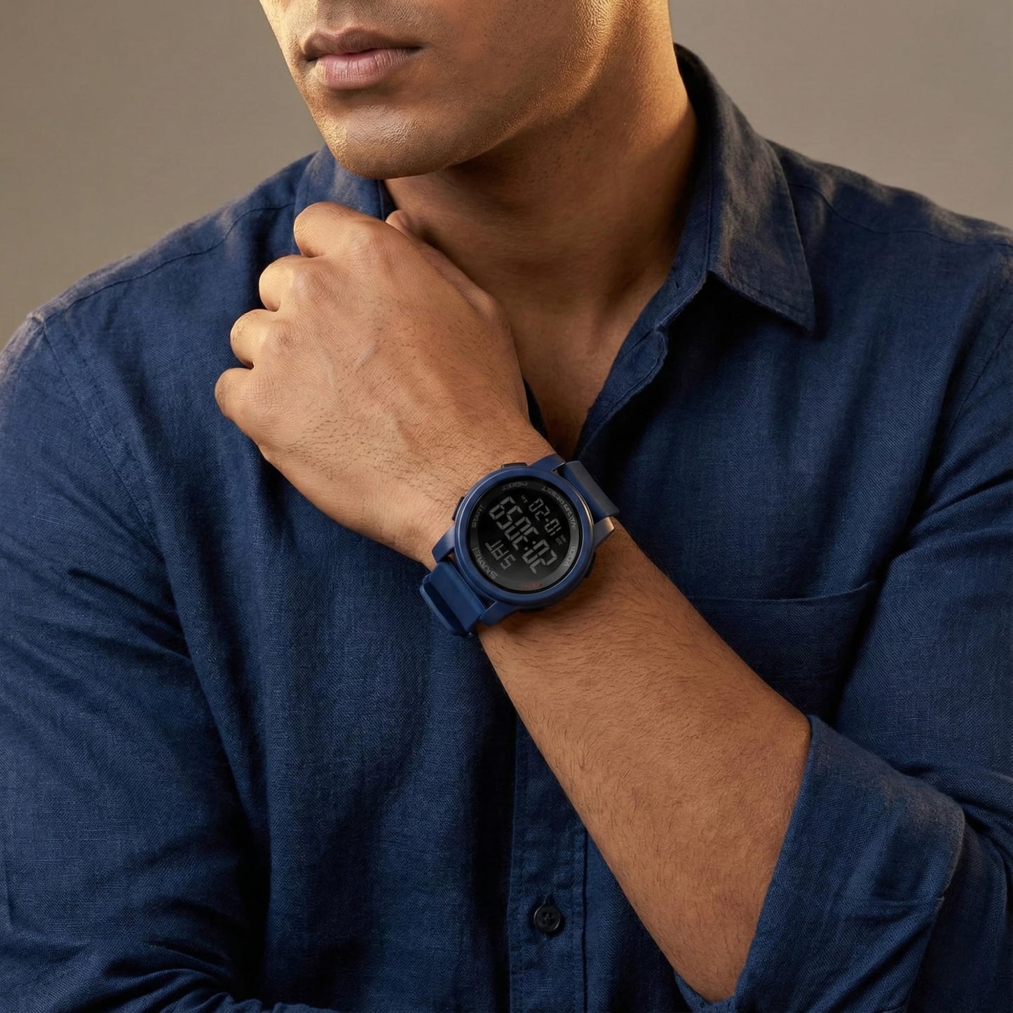 Premium Digital Sports Watch for Men with Round Dial Dual Time Alarm Stopwatch Luminous Display and Comfortable Strap