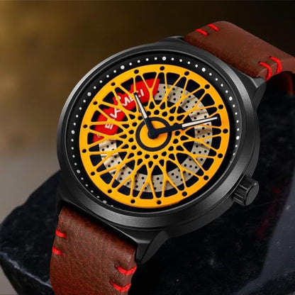 Premium Skeleton Dial Watch for Men – Leather Strap, Designer Mechanical Style Wrist Watch for Casual & Formal Wear